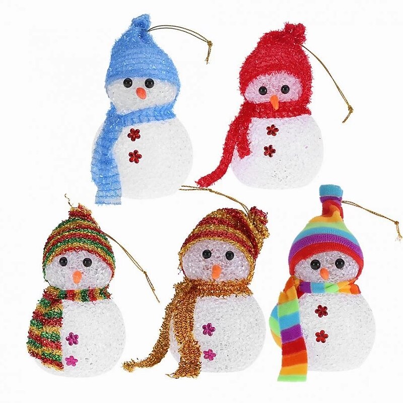 Multicolor Led Luminous Snowman Ornaments Christmas Pendant Christmas Crystal Lamp Nightlight Merry Christmas Gift Noel Goods3