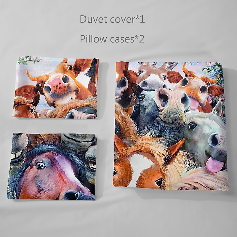 Cartoon Unicorn Pattern print Print Duvet Cover Bedding Sets Comforter Cover with 1 print Print Duvet Cover or Coverlet，2 Pillowcases for Double/Queen/King4