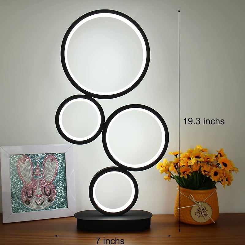 LED Table Lamp Black Modern Dimmable Bedside Table Lamp 18W 3 Color Modes Applicable to Living Room Bedroom Office Bedside Cabinet and Bookcase2
