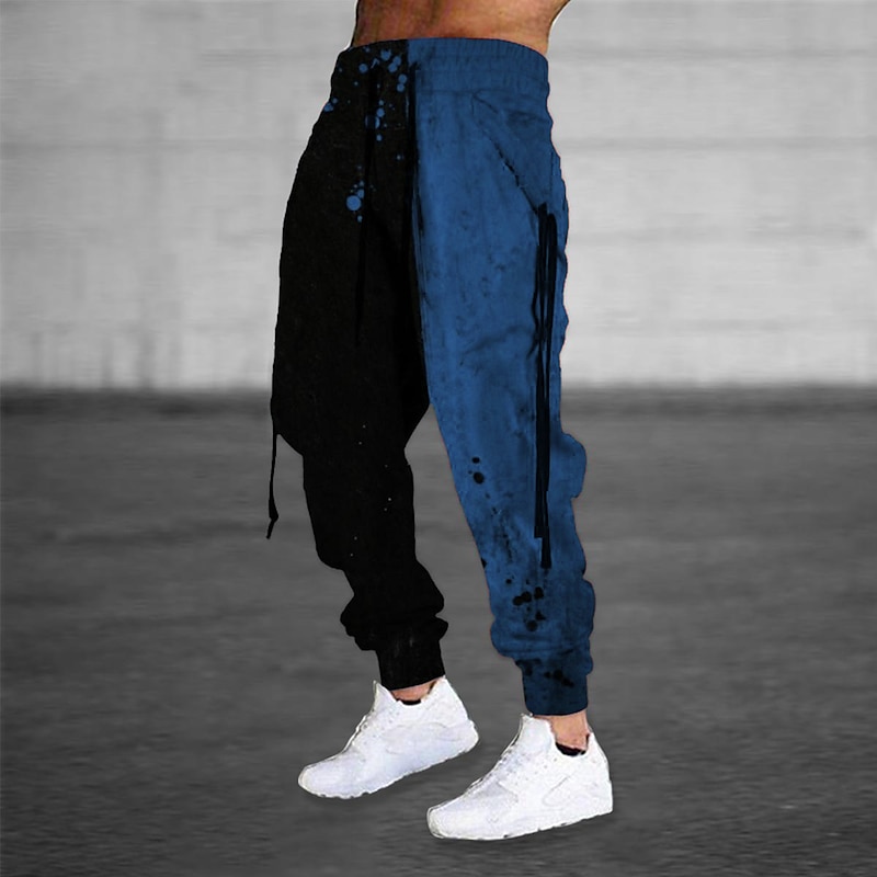 Men's Sweatpants Joggers Trousers Drawstring Elastic Waist Ribbon Graphic Prints Comfort Breathable Sports Outdoor Casual Daily Cotton Blend Terry Streetwear Designer Red Blue Micro-elastic4