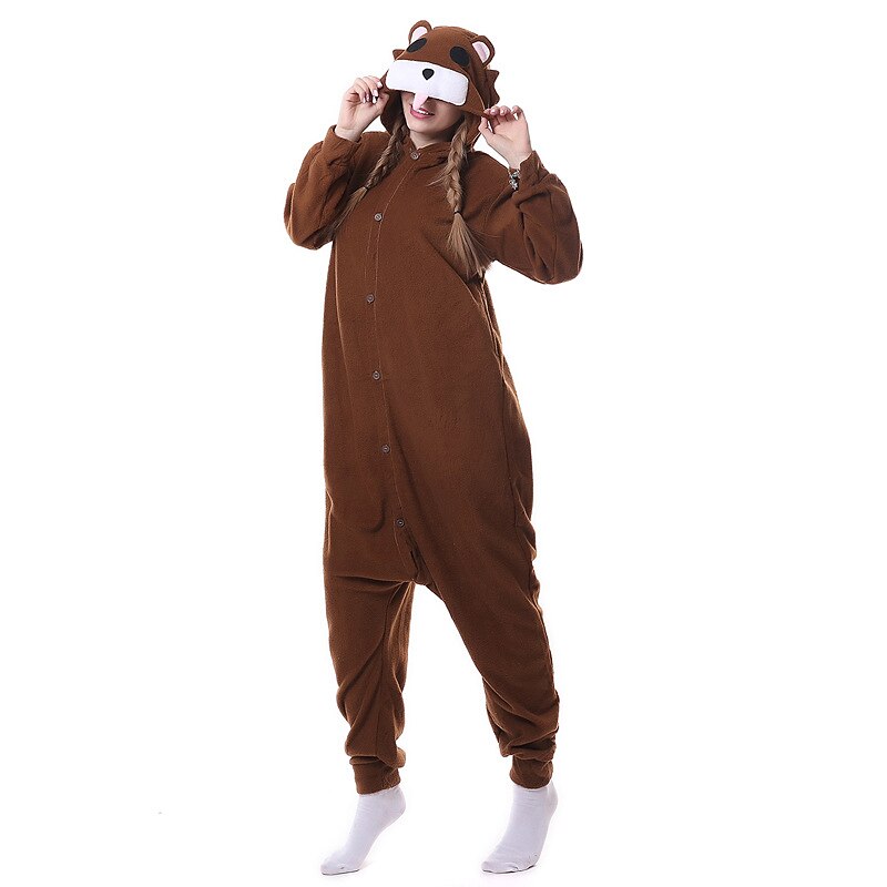 Adults' Character Nightwear Onesie Costume Carnival Costume Bear Onesie Pajamas Kigurumi Pajamas For Men and Women Carnival Cartoon2
