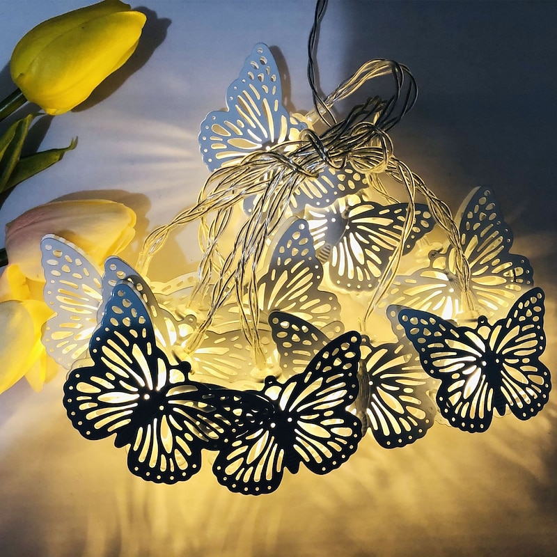 Butterfly LED Fairy String Lights Battery Powered 3m-20LED 1.5m-10LED Iron Arts Christmas Holiday Garden Home Decoration Hanging Lights2