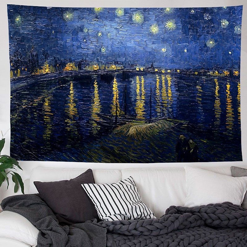 Van Gogh Painting Large Wall Tapestry Art Decor Blanket Curtain Hanging Home Bedroom Living Room Decoration Polyester