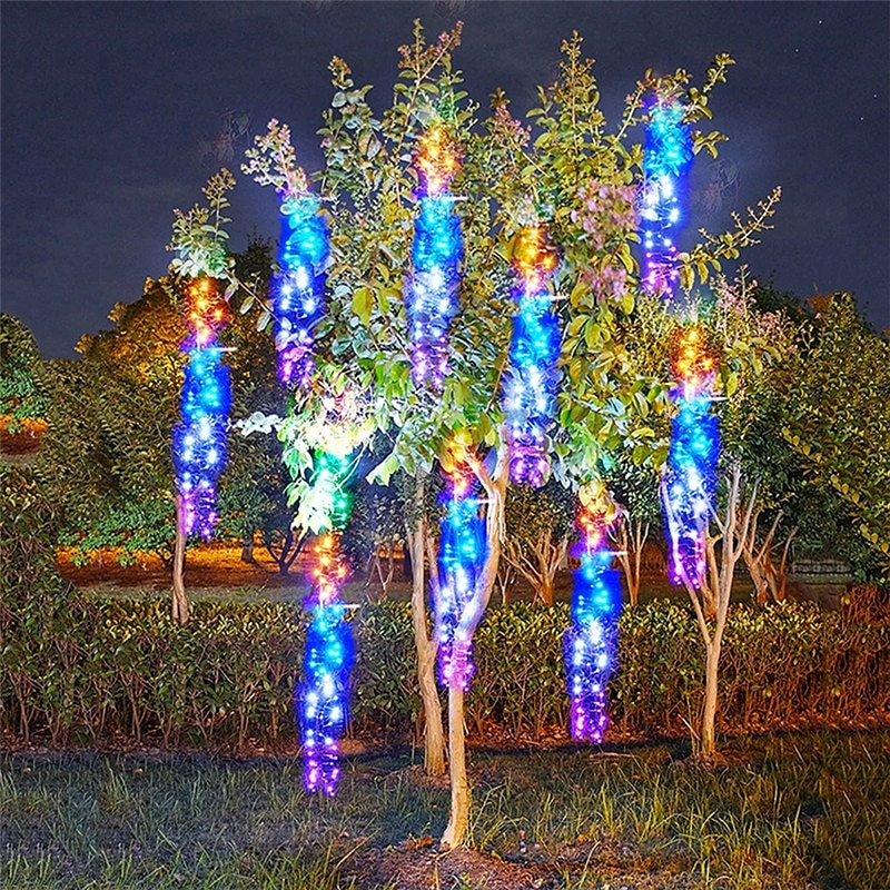 Meteor Shower Rain Lights Outdoor Christmas Hanging Firecracker String Light Snow Falling Raindrop Icicle Fairy Lights for Xmas Tree Garden Decor AC110V -220V EU US Plug Upgrade2