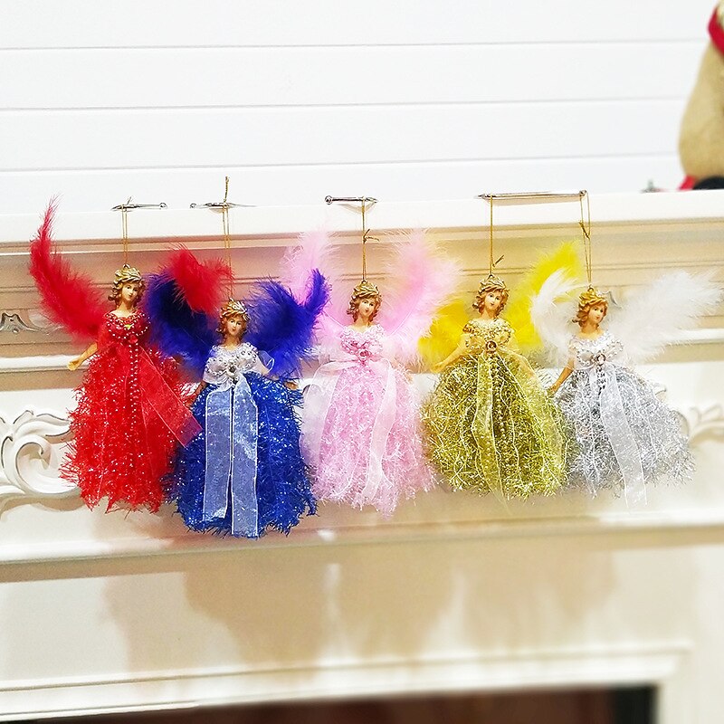 Plush Angel Pendant Nativity Decor Mini Glass Angels Christmas Tree Hanging Christmas Doll Decorations Xmas Angels Ornaments Angels Hanging Ornaments Christmas Theme Angels2