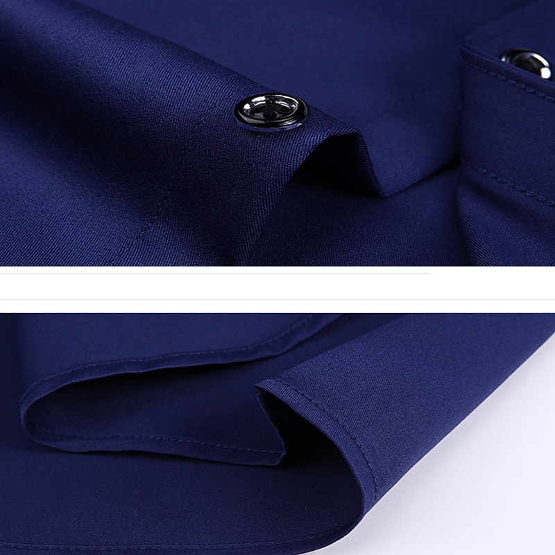 Men's Dress Shirt Non Iron Shirt Collared Shirt Button Up Shirt Plain Wedding Work Light Pink Black White Red Long Sleeve Standing Collar Spring &  Fall Clothing Apparel Button-Down4