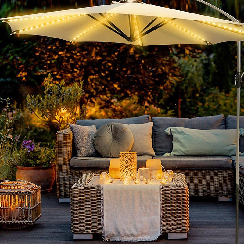 Patio Umbrella String Lights Outdoor 104 LEDs 16 Colors 4 Modes Battery Operated Cordless Umbrella Light Remote Control Waterproof Outdoor Pole Lights for Patio Umbrellas Camping Tents4