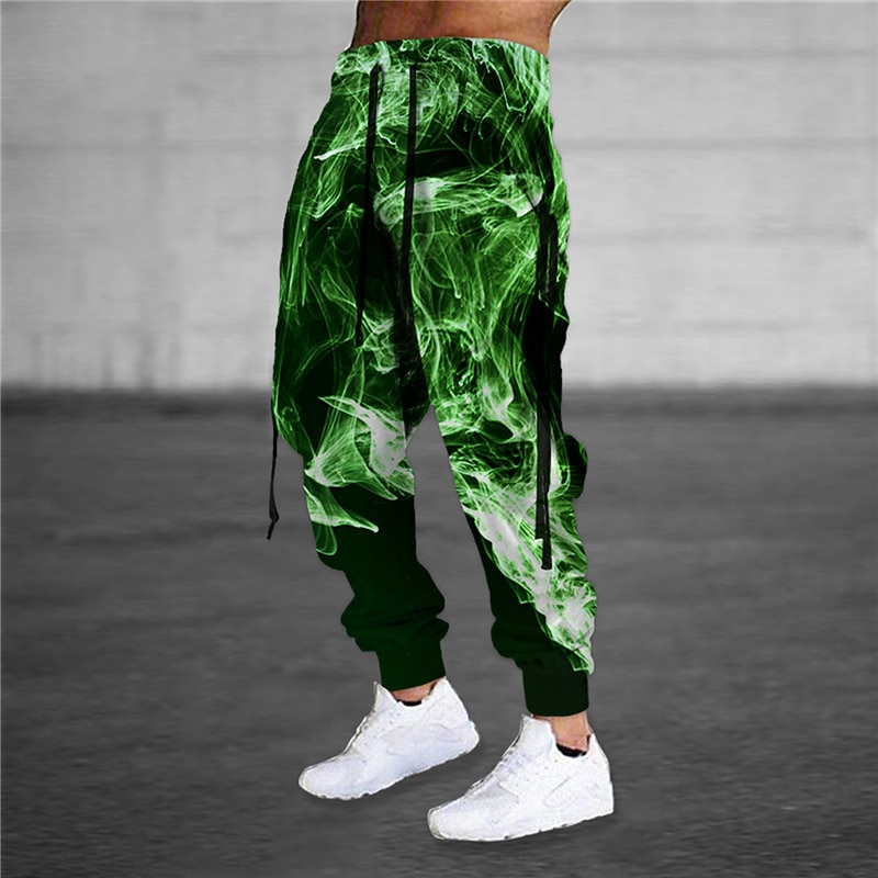 Men's Sweatpants Joggers Trousers Drawstring Elastic Waist 3D Print Graphic Prints Comfort Breathable Sports Outdoor Casual Daily Cotton Blend Terry Streetwear Designer Light Green Purple3
