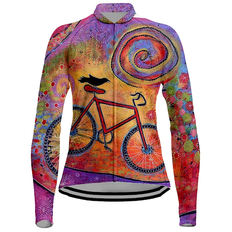 Women's Cycling Jersey Dog Funny Long Sleeve Bike Jersey Top with 3 Rear Pockets Mountain Bike MTB Road Bike Cycling Quick Dry Reflective Strips Back Pocket Moisture Wicking Sports White Yellow Pink2