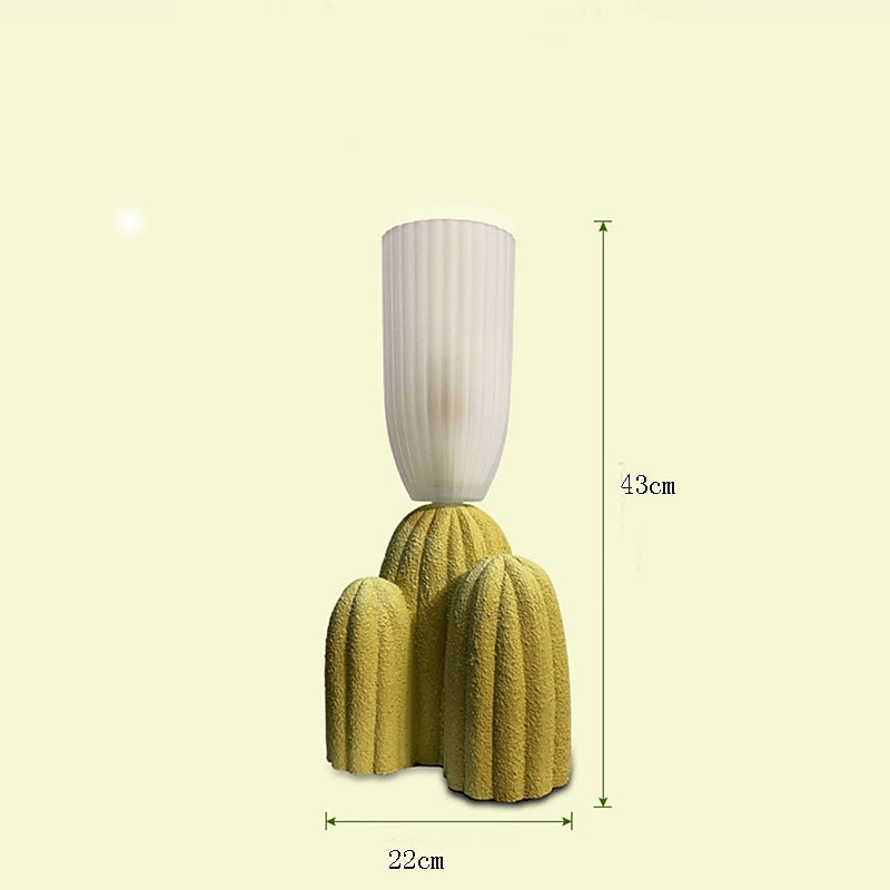 Table Lamp Cactus Green White Resin Clear Glass Desk Light Bedroom Bedside lamp Home Decor Lighting Fixtures4