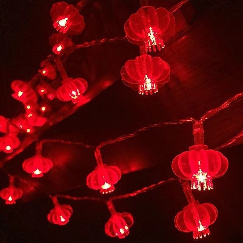 Red Lantern String Lights 6M 40LED Happy New Year Decor Chinese Knot Lights String Wedding Decorations Chinese Spring Festival Decor