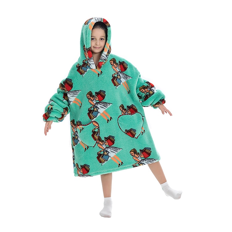 Kid's Adults' Character Oversized Hoodie Blanket Wearable Blanket With Pocket Dinosaur Zebra Hippo Onesie Pajamas Kigurumi Pajamas For Men and Women Boys and Girls Carnival Masquerade Cartoon4