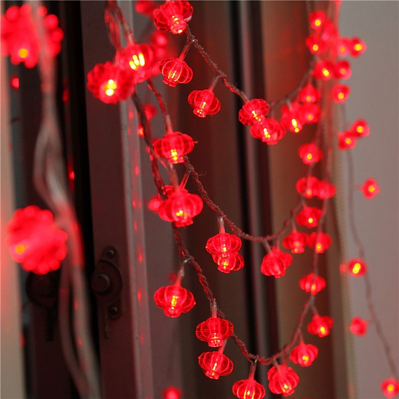 Red Lantern String Lights, Battery Powered Fairy Lights Warm White for Christmas Holiday, Party & Home Decor 1.5M/3M/4M/5M/10M/20M