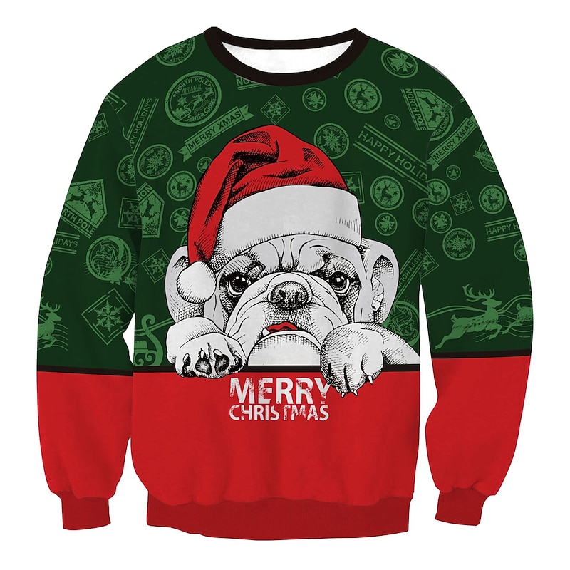 Christmas Dog Sweatshirt Pullover Funny Christmas Sweatshirt Anime 3D Print 3D Graphic For Couple's Men's Women's Adults' Christmas Carnival Masquerade 3D Print