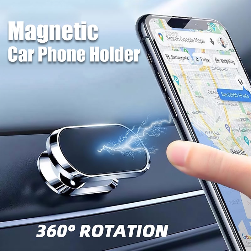 Magnetic Car Phone Holder Mount Easily Install 360° Rotation Magnetic Type Dashboard Mini Strip Shape Stand Compatible with All Smartphones