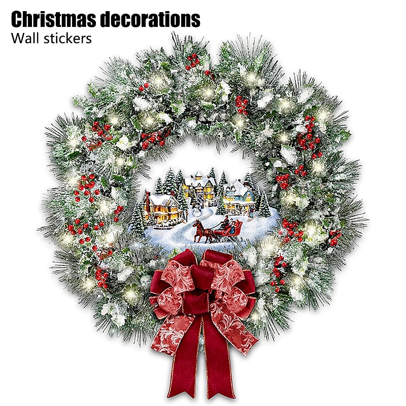 Christmas Window Stickers Tree Winter Garland Window Stickers Home Decoration Crystal Tree Santa Claus Snowman Rotating Sculpture Decorations Removable Paste3