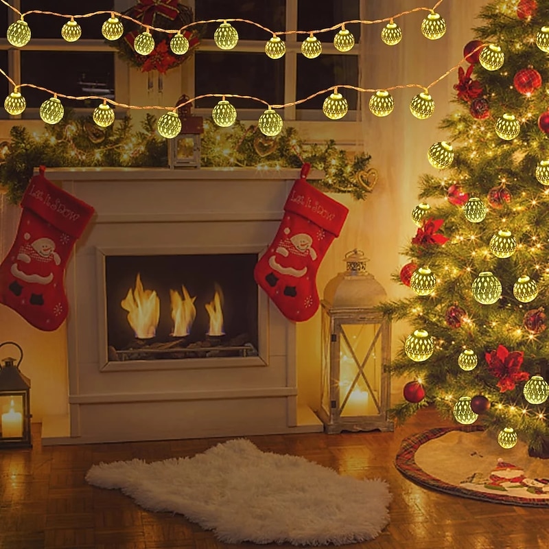 Solar Moroccan String Lights Christmas Ball Fairy String Lights 12m 7m 6.5m Outdoor Garden Lights IP65 Waterproof New Year Wedding Party Patio Tree Hanging Lights Xmas Decor Landscape Lamp2