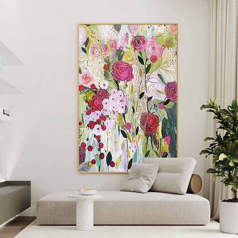Handmade Oil Painting Canvas Wall Art Decoration Modern Big Flowers for Home Decor Rolled Frameless Unstretched Painting2