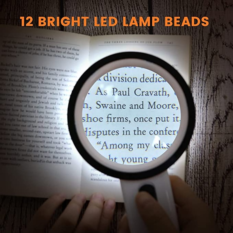 Handheld 10X Illuminated Magnifier Microscope Magnifying Glass Aid Reading for Seniors loupe Jewelry Repair Tool With LED3