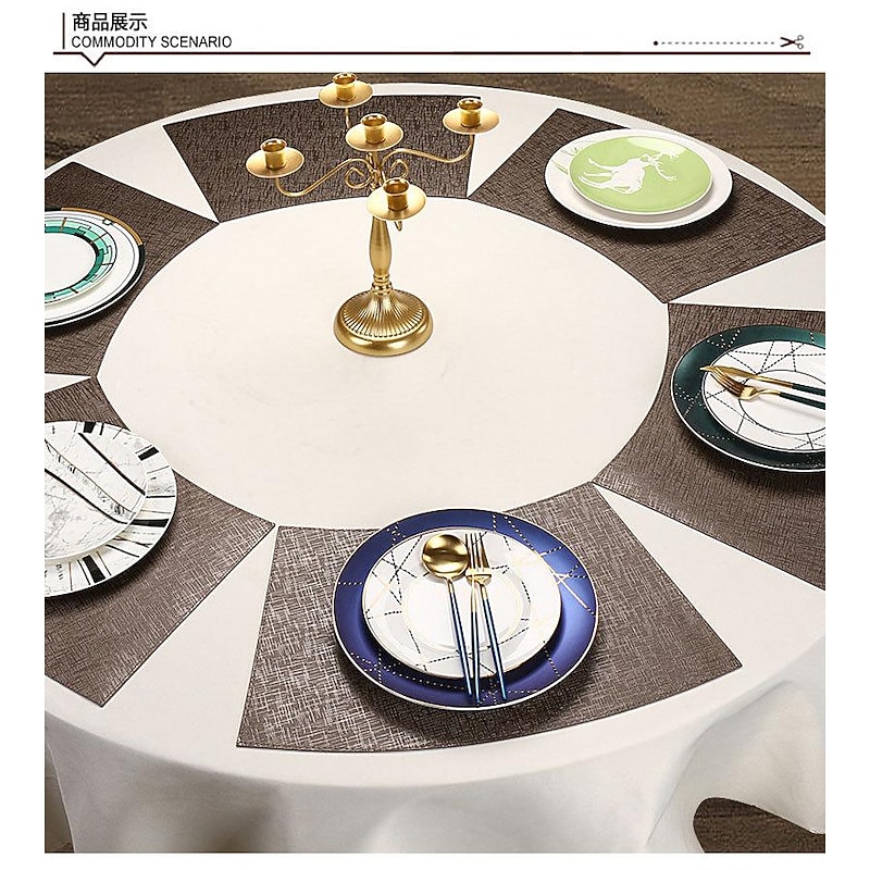 Faux Leather Round Table Placemats 1PC, Wedge Placemats Heat Resistant Round Table Mats for Dining Table, Waterproof Wipeable PU Table Mats2