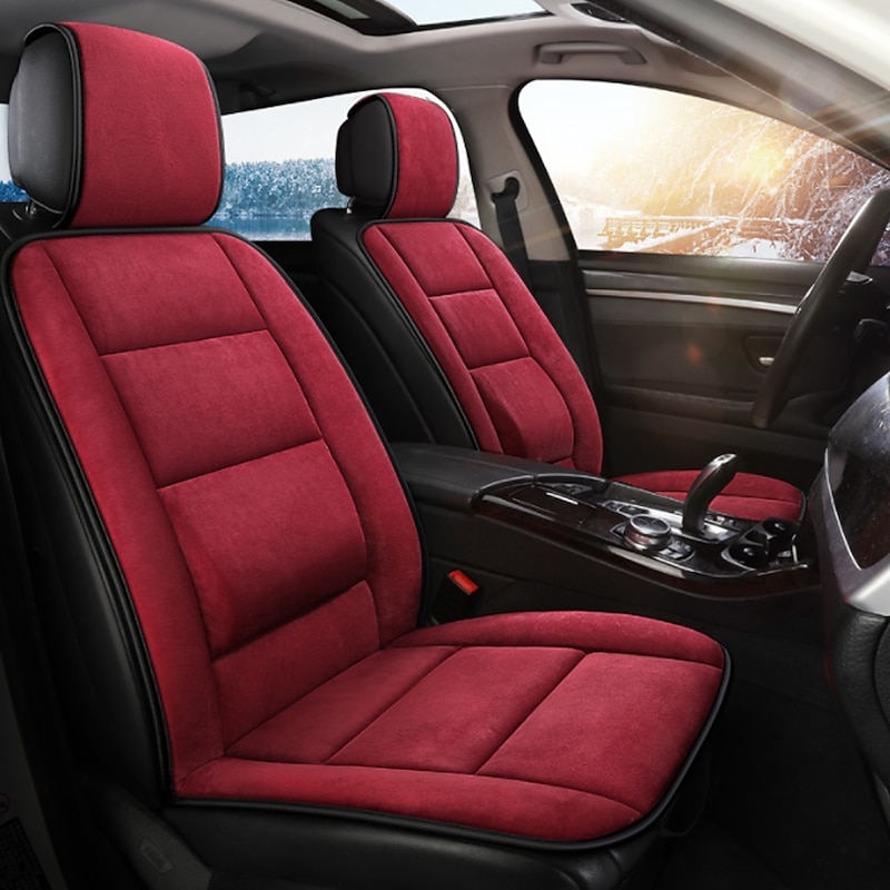 Plush Warm Car Seat Cover Universal, Winter Plush Cushion, Faux Fur Protector Mat, Car Interior Accessories4
