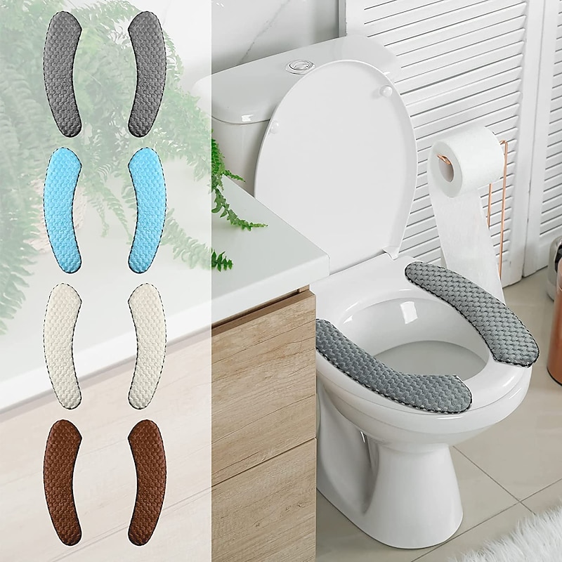 Thick Padded Toilet Seat Cover Mat Warm Plush Toilet Seat Cushion Non Slip Soft Toilet Cushion Washable Toilet Seat Warmer Mat with Self Adhesive Tape for Toilet Bathroom4