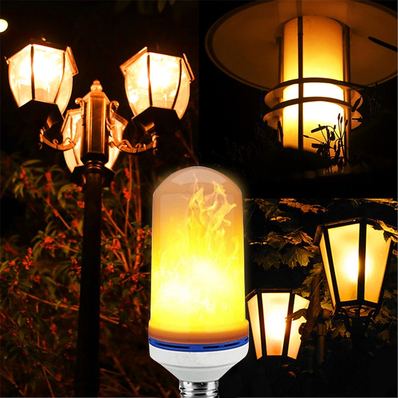 3pcs 2pcs 1pc LED Flame Lantern Decorations E27 4 Modes 96 LEDs Dynamic Flame Blue Light Creative Corn Bulb Flame Simulation Effect Night light for Halloween3