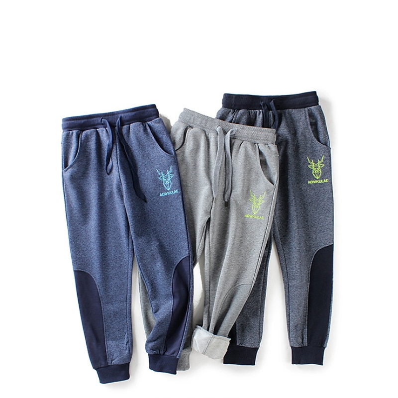 Kids Boys Sweatpants Trousers Cartoon Letter Pants Outdoor Cotton Daily Dark Gray Navy Blue Grey / Winter / Fall