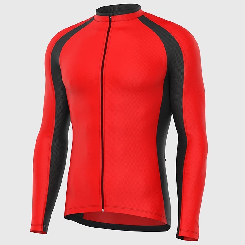 Men's Cycling Jersey Color Block Long Sleeve Bike Jersey Top with 3 Rear Pockets Mountain Bike MTB Road Bike Cycling Quick Dry Reflective Strips Back Pocket Moisture Wicking Sports Black Red Blue3