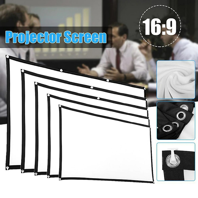 Projector Screen 4K Movie 16:9 HD 60 72 84 100 120 150 inch Foldable and Portable Anti-Crease Indoor Outdoor Projection Video for Home Party Office  Classroom World Cup Game4