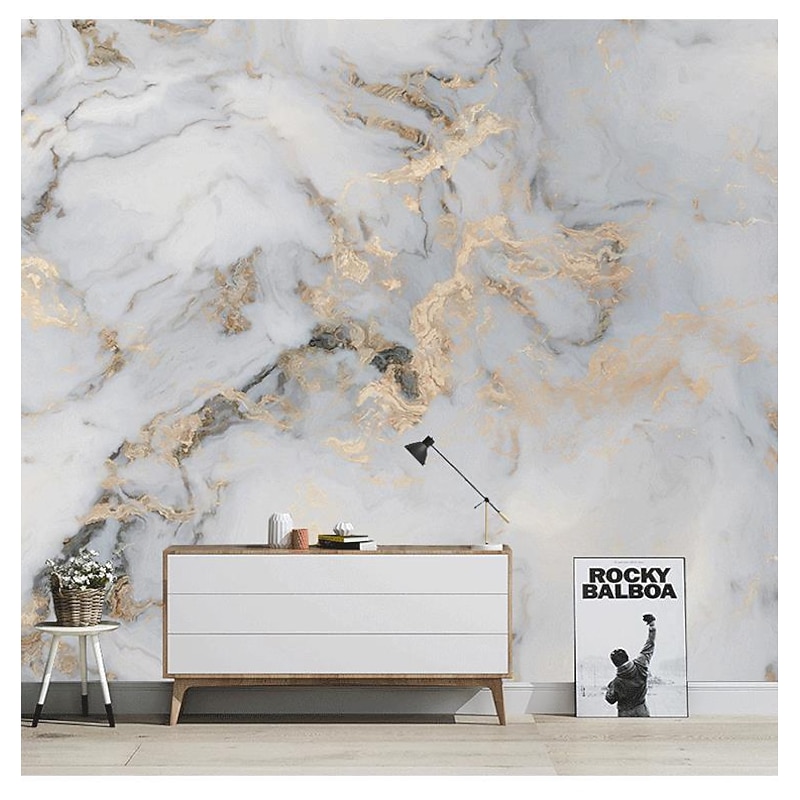 Abstract Marble Wallpaper Mural White Marble Wall Covering Sticker Peel and Stick Removable PVC/Vinyl Material Self Adhesive/Adhesive Required Wall Decor for Living Room, Kitchen, Bathroom4