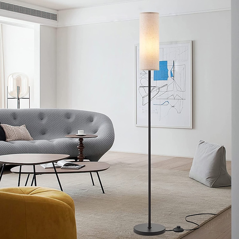 Modern Floor Lamp in Living Room Fabric Lamp Shade High Pole Lamp in Bedroom 65 inch High Lamp Suitable for Office Children's Room Reading and Home Decoration