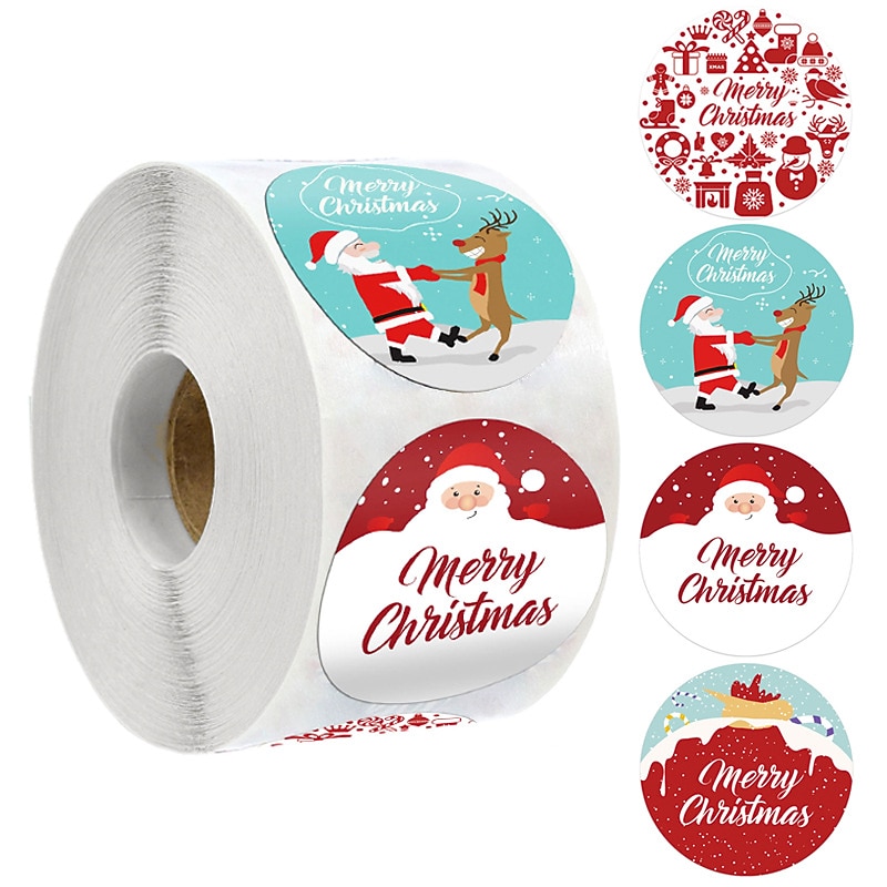 500PCS Merry Christmas Stickers Christmas Theme Seal Labels Stickers For DIY Gift Baking Package Envelope Stationery Decor4