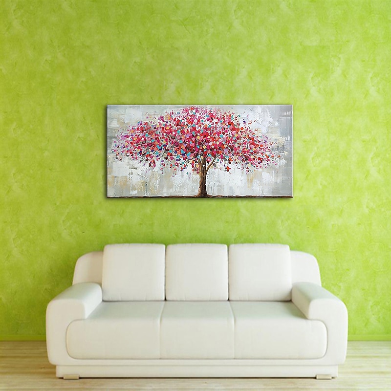 Mintura Handmade Oil Painting On Canvas Wall Art Decoration Modern Abstract Red Tree Picture For Home Decor Rolled Frameless Unstretched Painting4