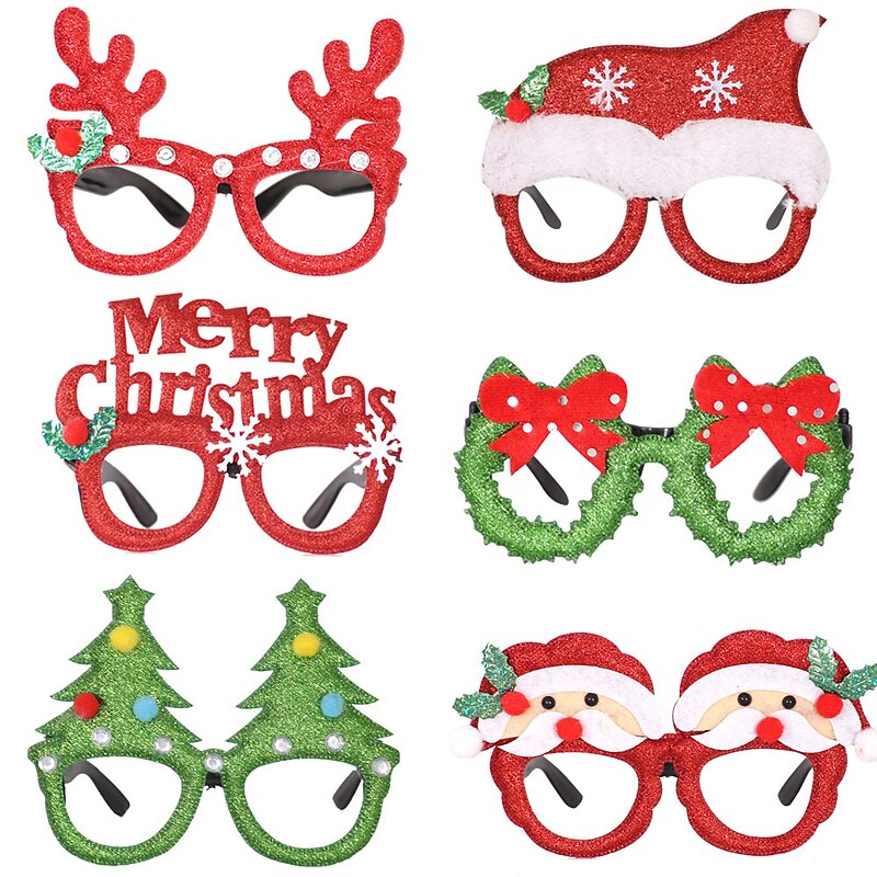Rondom 6 Pcs Christmas Decorations Christmas Glasses Children's Party Decorations Christmas Products Snowman Deer Antler Eyeglass Frames2