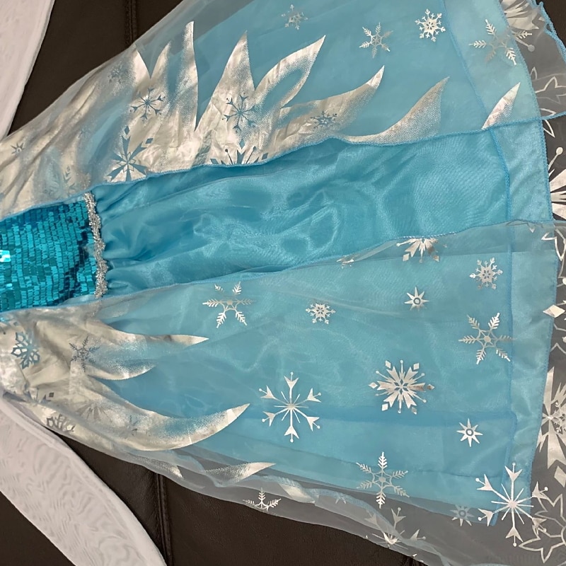 Kids Girls' Frozen Elsa Costume Dress Graphic A Line Dress Performance Pegeant Blue Long Sleeve Princess Beautiful Dresses Fall Winter 2-8 Years2
