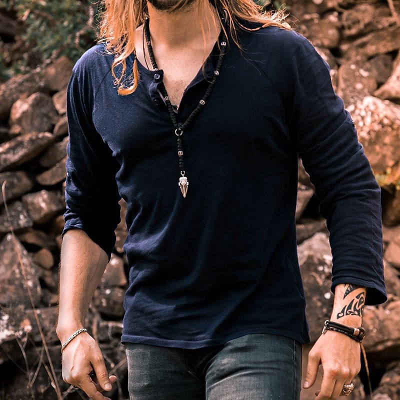 Men's Henley Shirt Long Sleeve Shirt Plain Henley Street Holiday Long Sleeve Button-Down Clothing Apparel Simple Casual Comfortable4