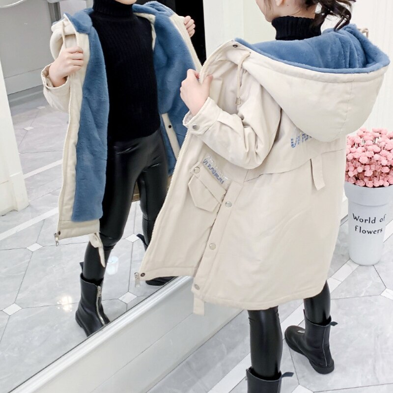 Kids Girls' Parka Letter Adorable School Coat Outerwear 7-13 Years Fall Pink Beige 8