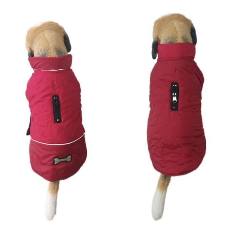 Dog Down Coat Waterproof Windproof Reversible Dog Winter Coat Lightweight Warm Dog Jacket Reflective Dog Vest Coat Apparel Cold Weather Dog Clothes For Small Medium Large Dogs Red-m
