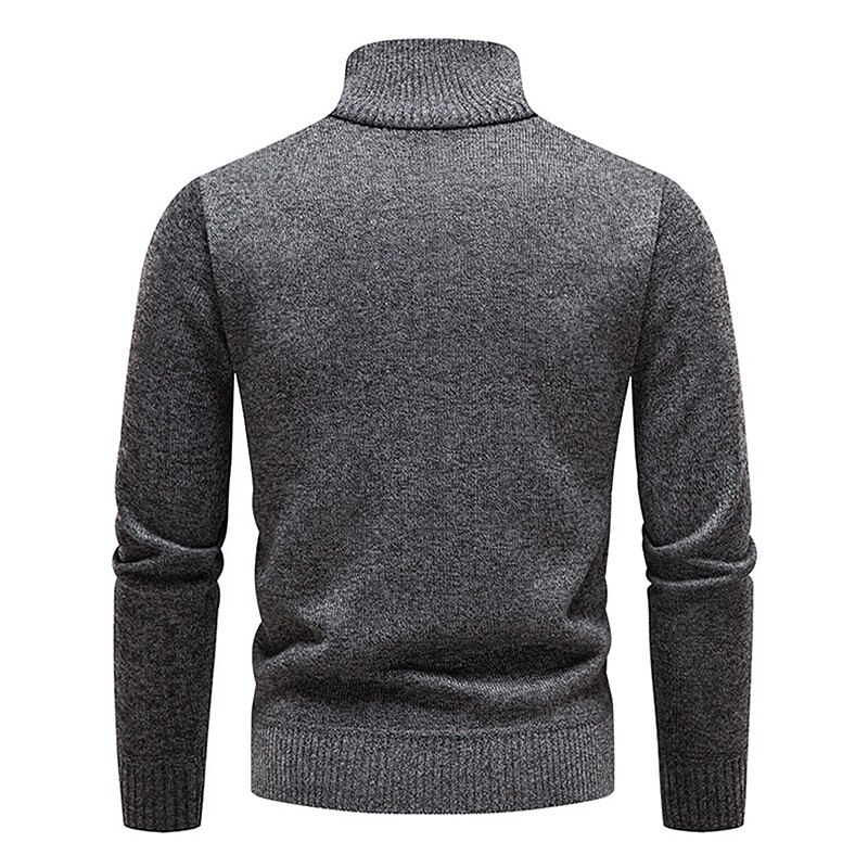 Men's Pullover Sweater Jumper Fleece Sweater Quarter Zip Pullover Sweater Ribbed Knit Zipper Knitted Color Block Half Zip Basic Keep Warm Work Daily Wear Clothing Apparel Fall & Winter Blue Red S M L4