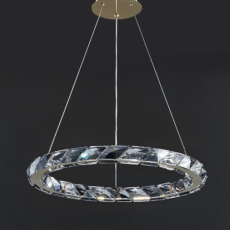 LED Pendant Light 1-Ring Chandelier Adjustable Stainless Steel Finish Luxurious Modern Style Dining Room Bedroom Pendant Lamps 110-240V3