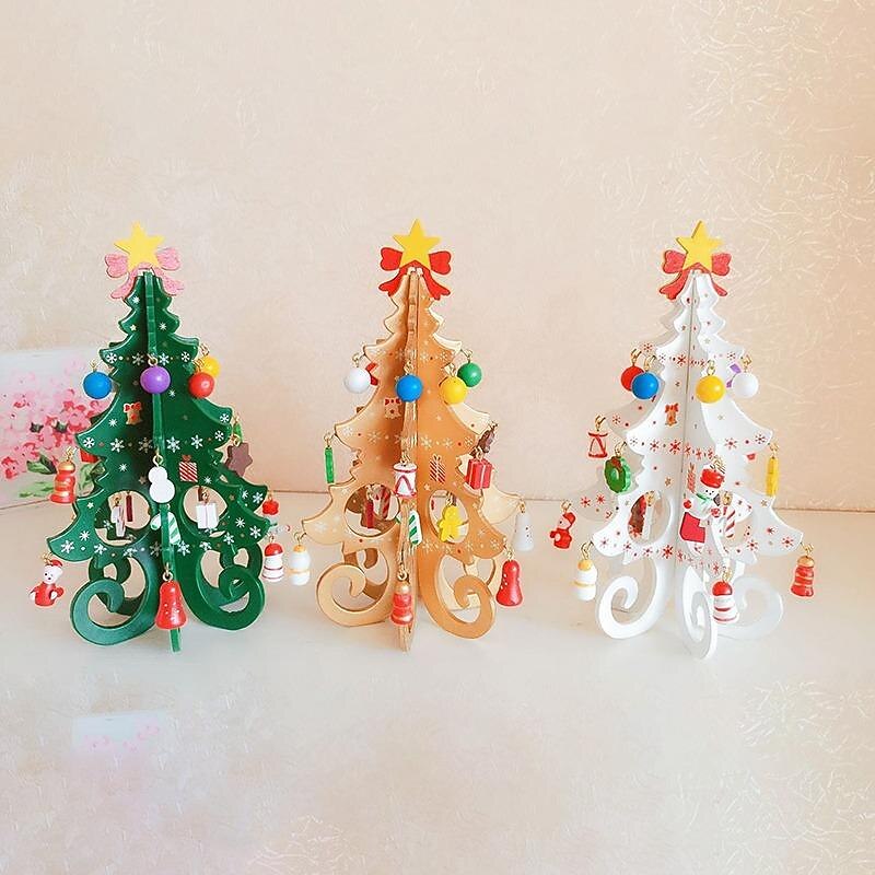 Wooden Christmas Tree Christmas Gift Six-Piece Tree With A Set Of Small Pendants Christmas Ornaments Gift Decorations4