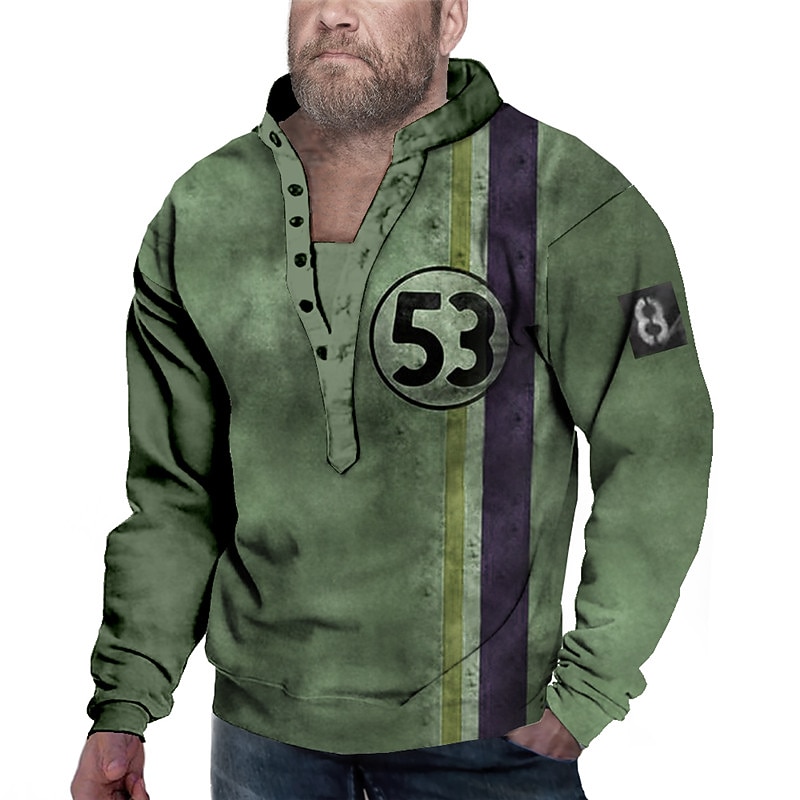 Men's Plus Size Sweatshirt Big and Tall Graphic Prints Standing Collar Long Sleeve Spring &  Fall Basic Designer Casual Big and Tall Daily Sports Tops3