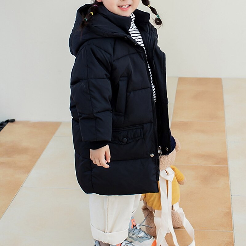 Kids Boys Down Coat Outerwear Solid Color Long Sleeve Zipper Coat Outdoor Cool Daily Black Blue Yellow Winter Fall4