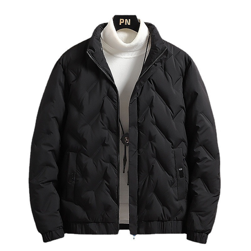 Men's Winter Coat Down Jacket Zipper Pocket Duck Down Vacation Going out To-Go Outdoor Casual / Daily Winter Pure Color Black Beige Gray Puffer Jacket3