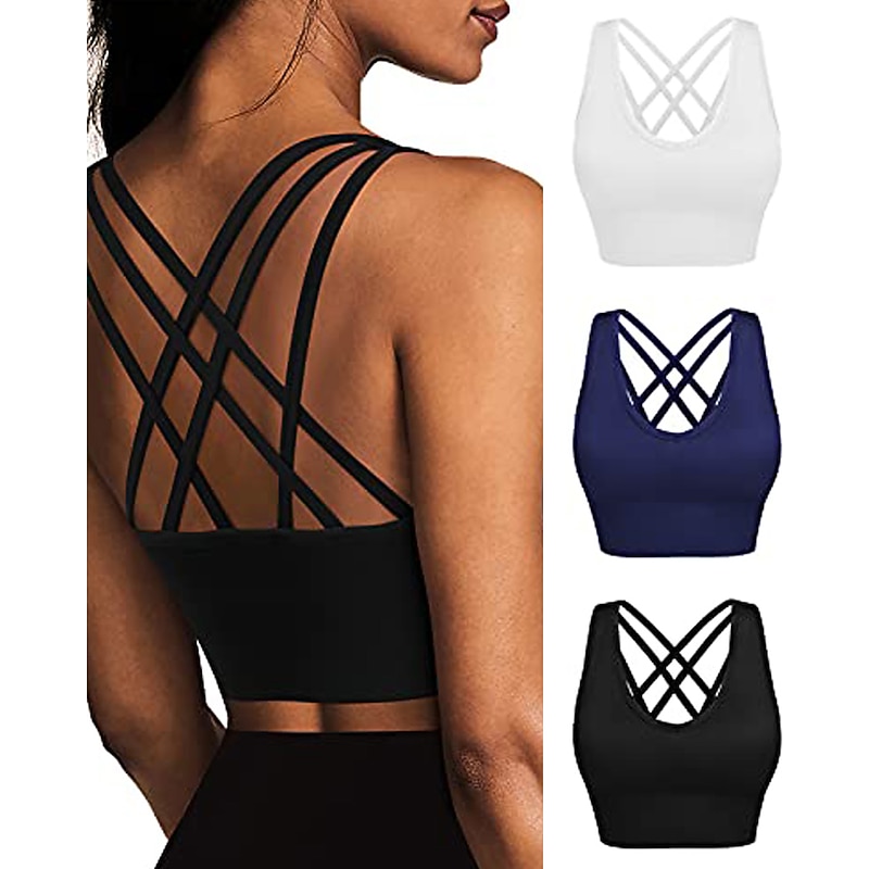 Women's Sports Bras High Impact Seamless Longline Sports Bra for Women Pack with Removable Pad Home Outfits