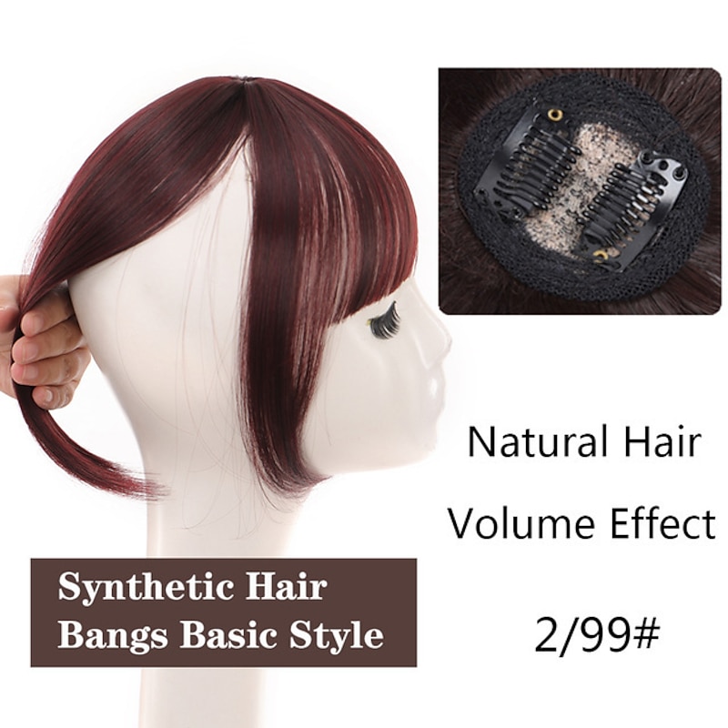 1PC Women's Girls' Wigs Natural Fringe Front Neat Straight Temple True Hair Clip Slender Straight Air Extension Bangs the Everyday Top Hair Accessory for Women with Thin Hair Natural4
