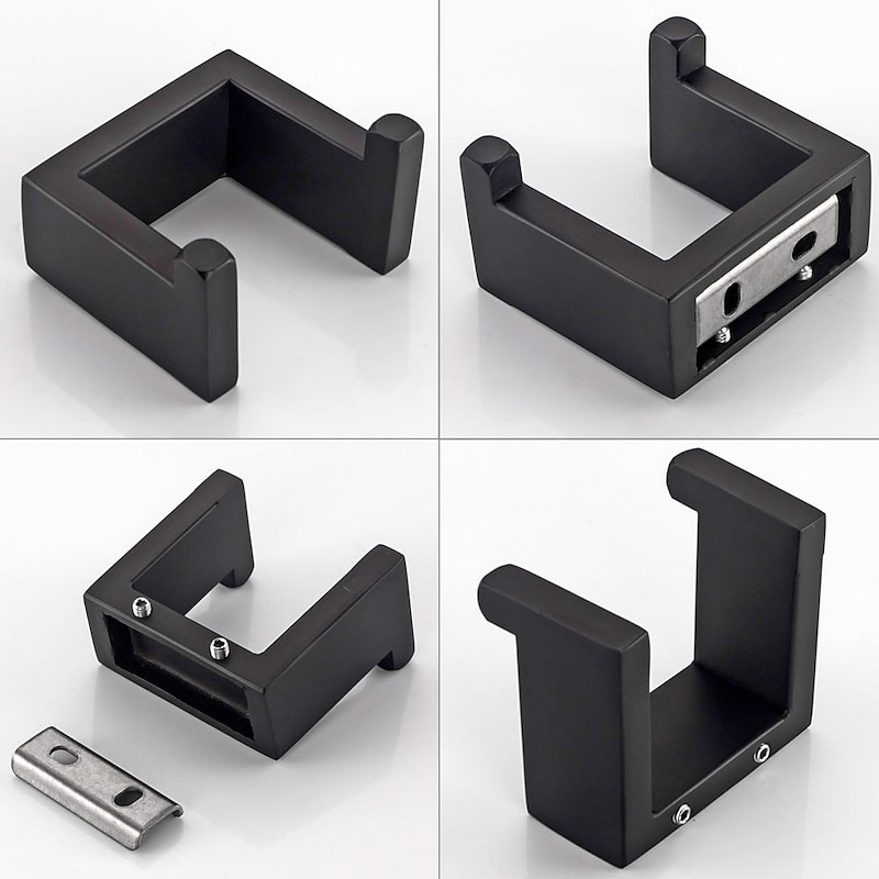 Bathroom Hardware Set 4 Pieces, SUS304 Stainless Steel Remodeled Wall Mounted Bathroom Accessories, Include 1 Robe Hook, 1 Towel Holder.1 Toilet Paper Holder,1 Toliet Brush Sets4