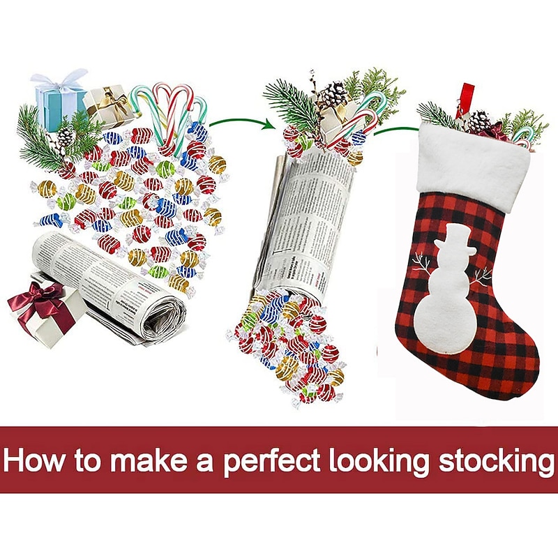 Christmas Decorative Articles Black Red Plaid Christmas Socks Children's Gift Bag Candy Bag Big Socks4