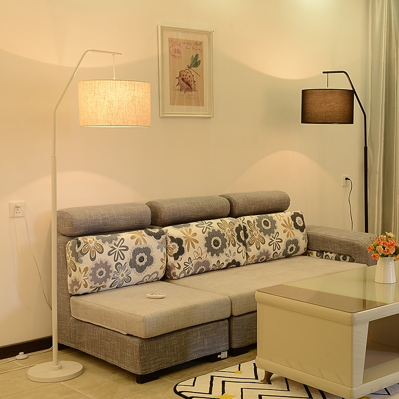 Modern Simplicity Floor Lamp, Tall Pole Lamp Linen Lampshade Standing Lamp Metal Base Floor Lamps Living Room Bedroom Furnishings Artistic4
